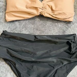 Zaful Tan and Black Bikini Set